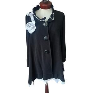 Design Today's Song & Sung Jacket Womens 1X Black & White Whimsical Rose NEW